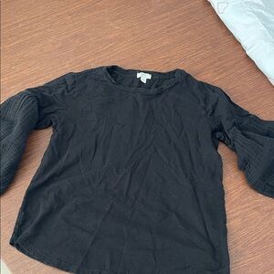 dylan Black Textured Sleeve Blouse